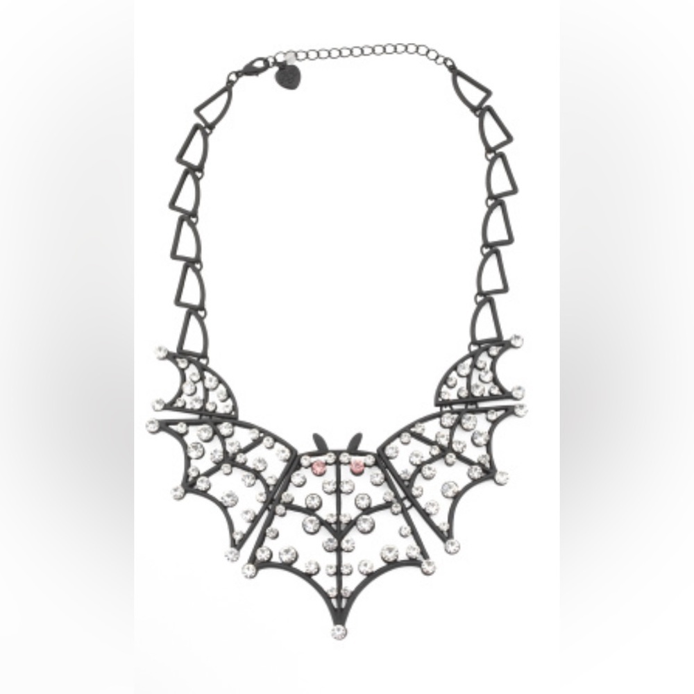 Betsey Johnson Black and rhinestone Bat collars Necklace